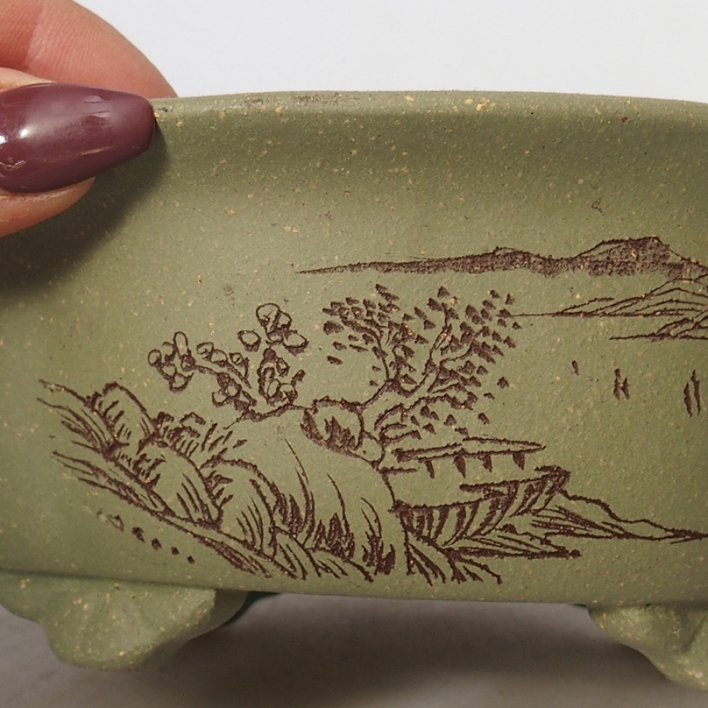 Bonsaischale aus Keramik 15,5 x 13 x 6 cm, grün