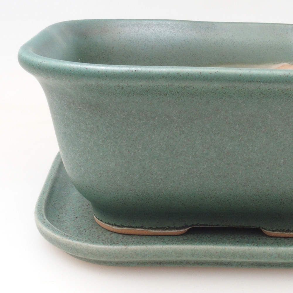 Bonsaischale + Untertasse H38 - 12x10x5,5 cm - grün