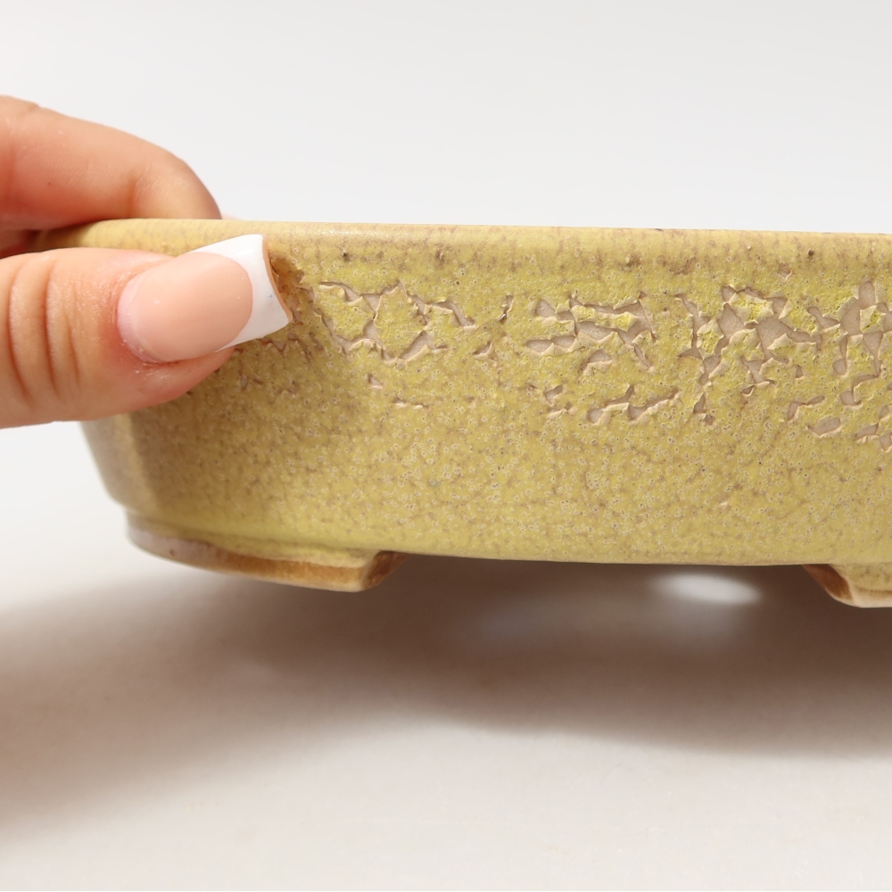 Keramik-Bonsai-Schale, 18,5 × 16,5 × 4,5 cm, Farbe: Gelb