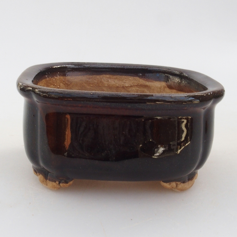 Bonsaischale aus Keramik 10 x 8,5 x 4 cm, braun