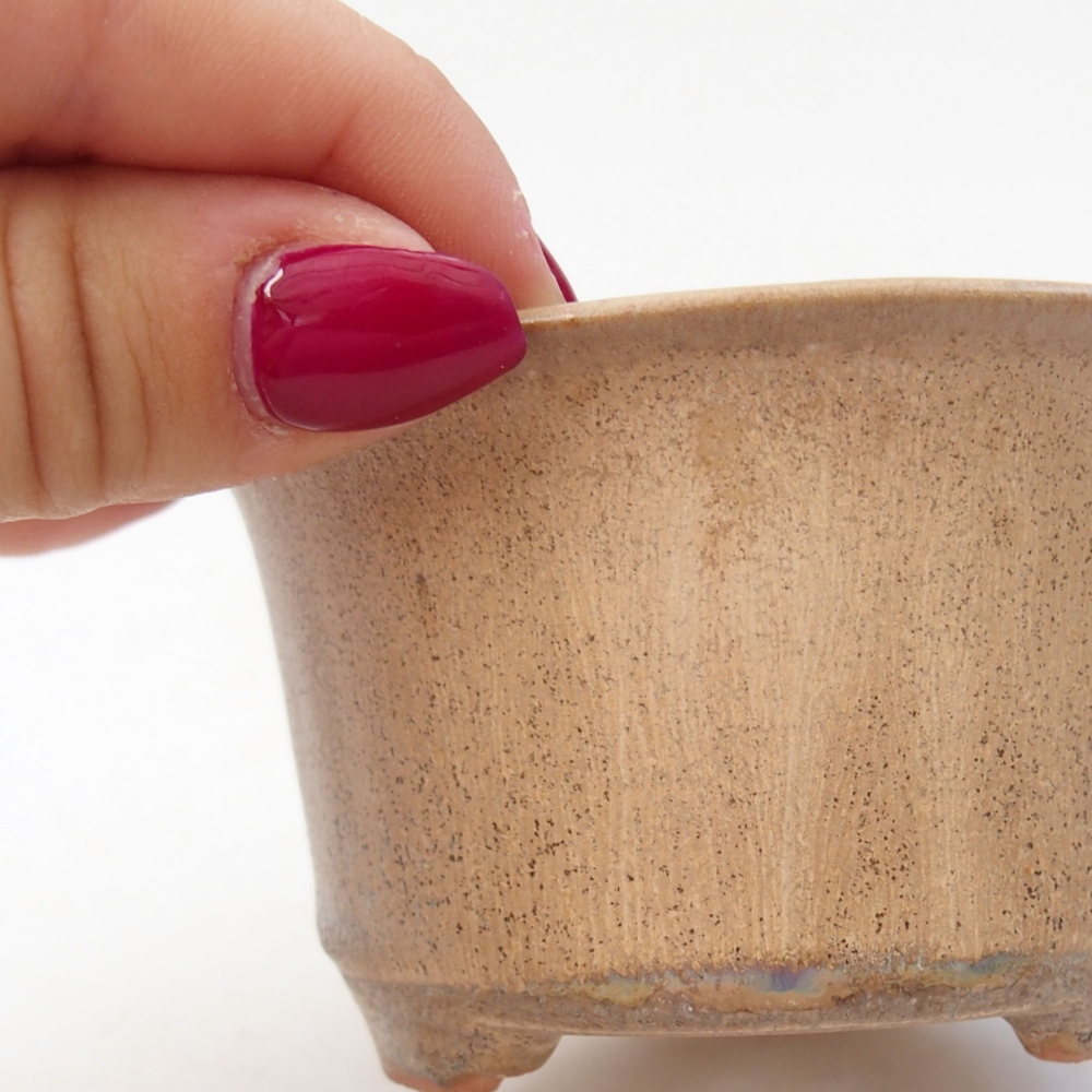 Bonsaischale aus Keramik 9 x 9 x 5 cm, Farbe beige