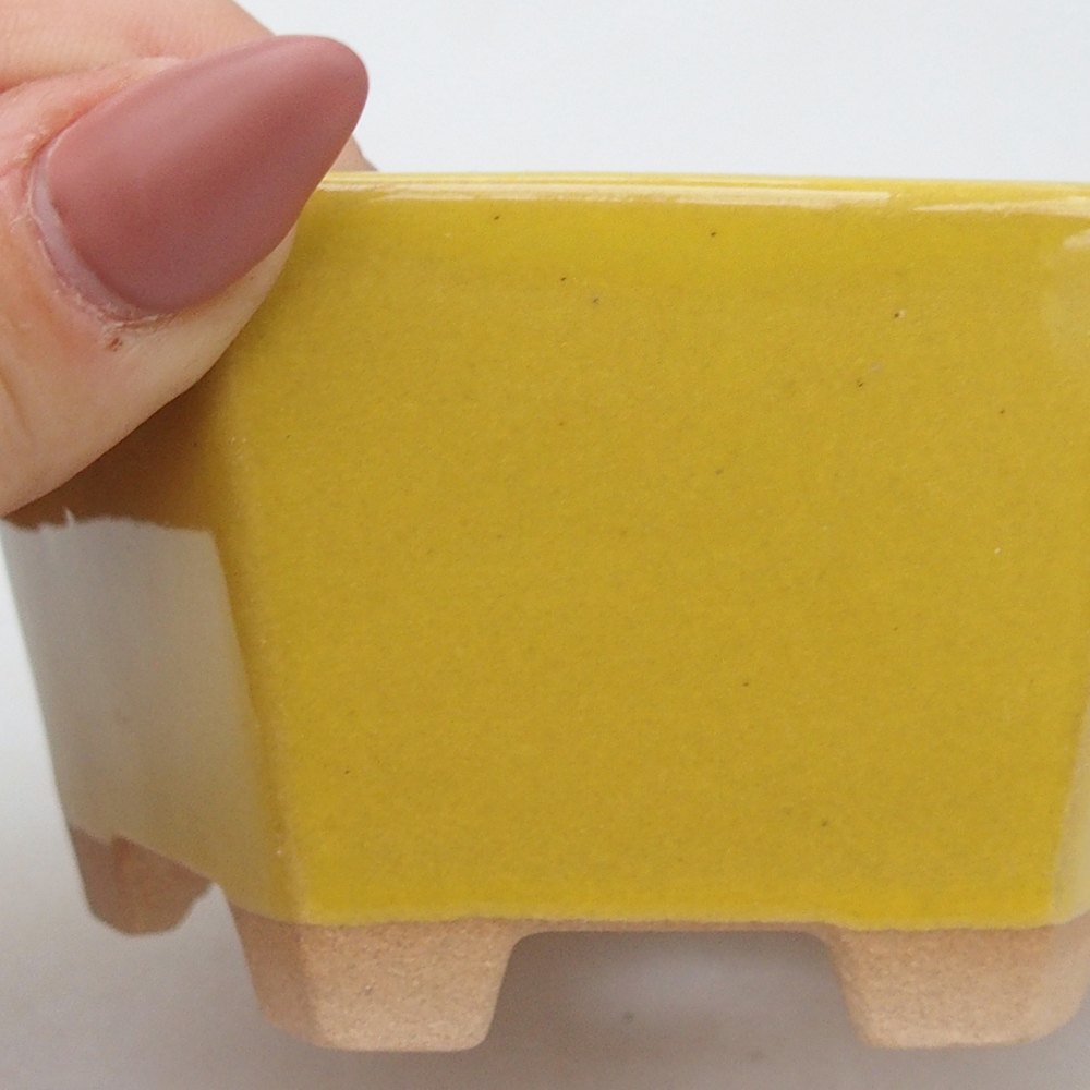 Bonsaischale aus Keramik 10,5 x 9,5 x 5 cm, gelb
