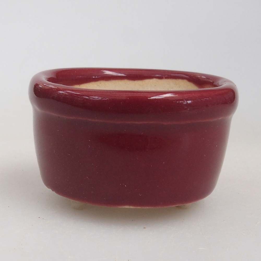 Mini-Bonsaischale 3,5 x 3,5 x 2 cm, bordeauxrot