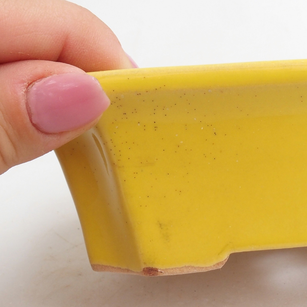 Bonsaischale aus Keramik 13 x 10,5 x 4 cm, gelb