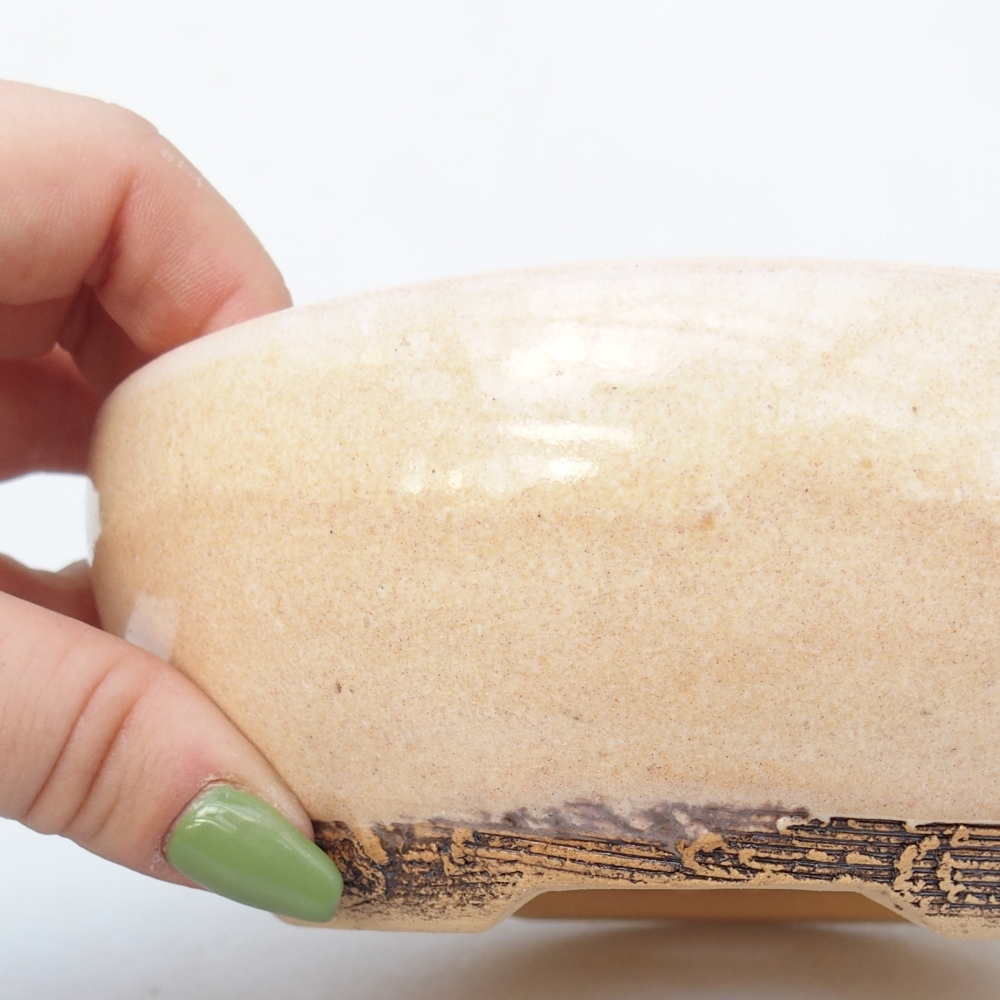 Bonsaischale aus Keramik 14,5 x 14,5 x 5,5 cm, Farbe beige