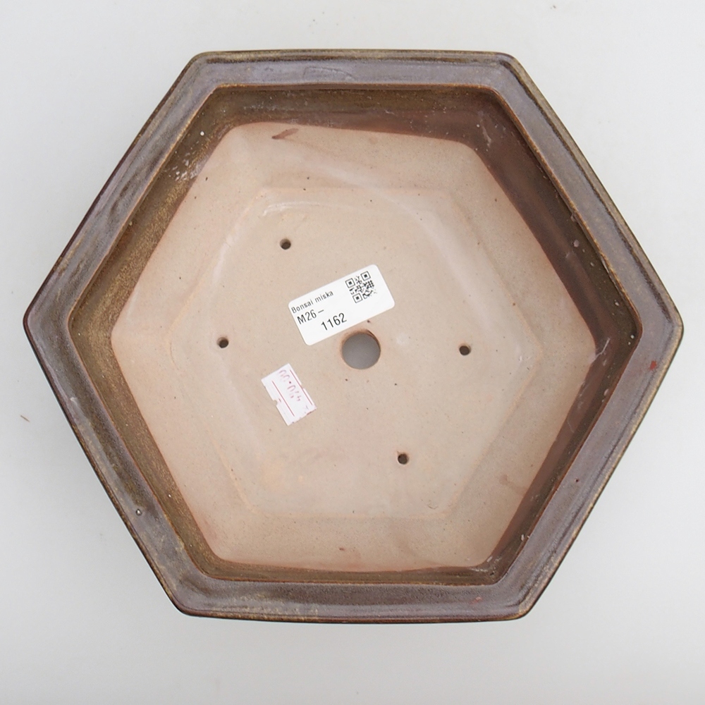 Bonsaischale aus Keramik 23 x 21 x 7,5 cm, grün-braun