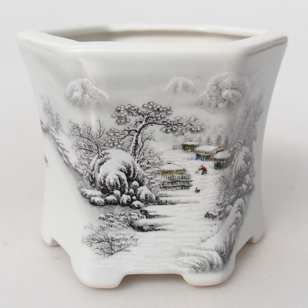 Bonsaischale aus Keramik 10,5 x 9,5 x 9 cm, Farbe weiß