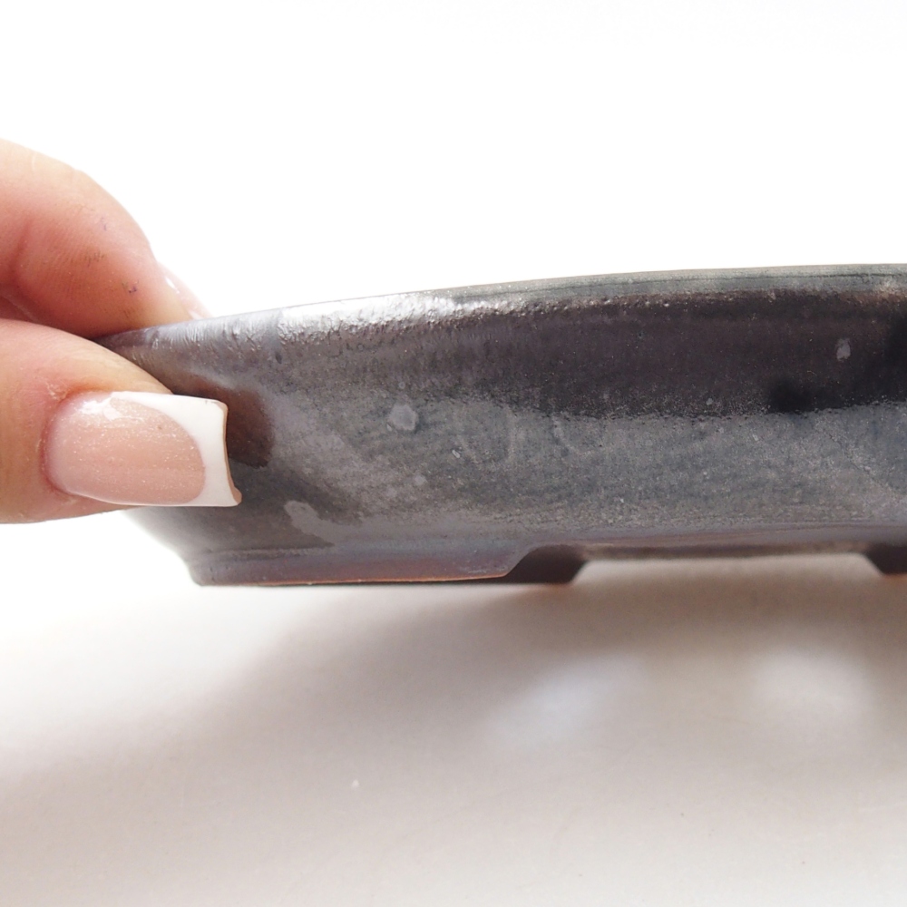 Bonsaischale aus Keramik 15,5 x 11 x 2,5 cm, metallisch grün