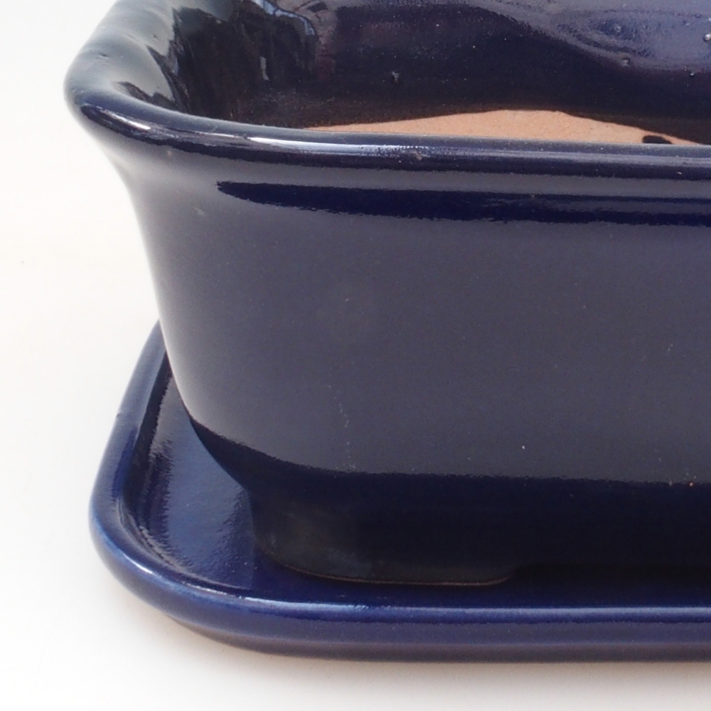 Bonsaischale + Untertasse H38 - 12x10x5,5 cm - blau