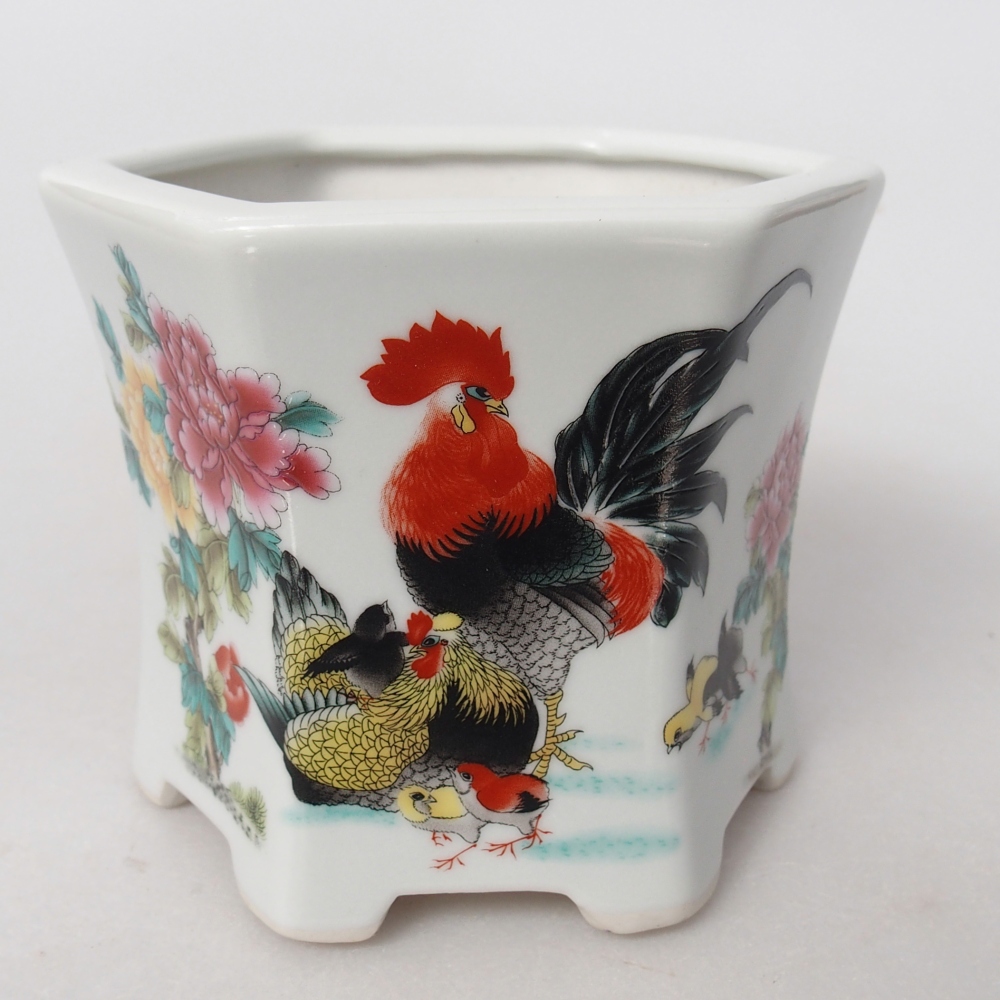 Bonsaischale aus Keramik 10,5 x 9,5 x 9 cm, Farbe weiß