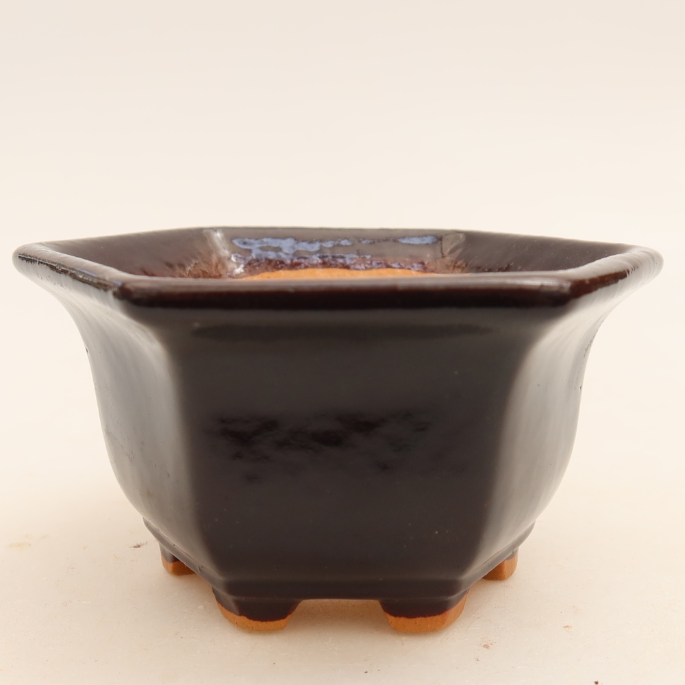 Keramik-Bonsai-Schale, 10,5 × 9,5 × 5,5 cm, Farbe: Schwarz