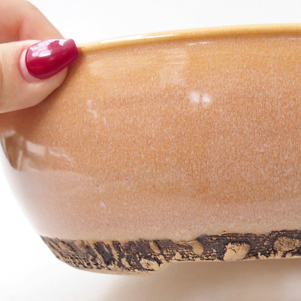 Bonsaischale aus Keramik 20,5 x 20,5 x 7,5 cm, Farbe beige