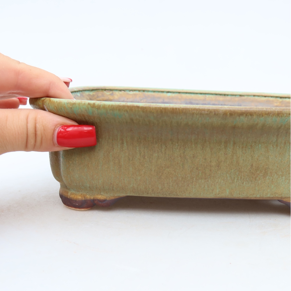 Keramik-Bonsai-Schale 20 x 17,5 x 6 cm, Farbe: grün
