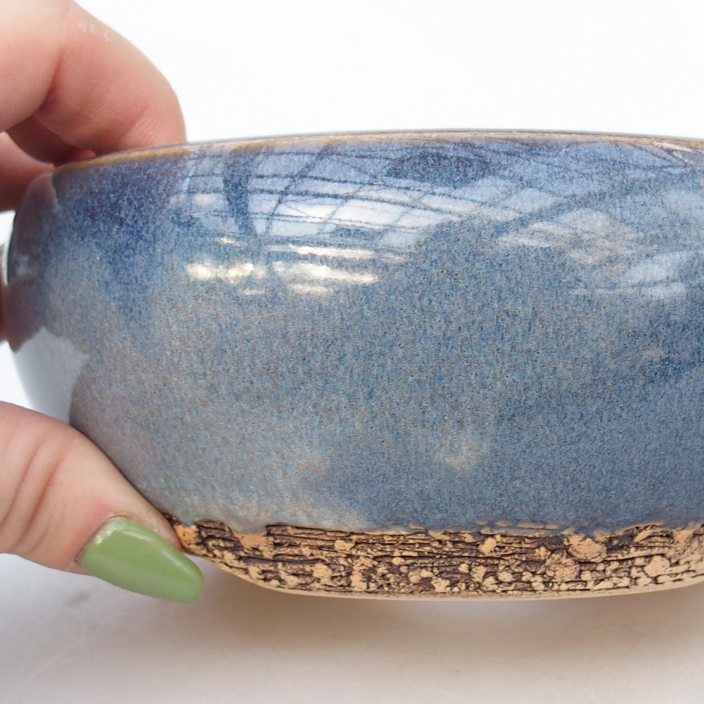 Bonsaischale aus Keramik 14,5 x 14,5 x 6 cm, Farbe blau