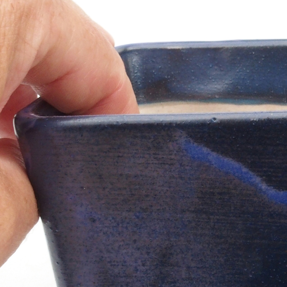 Bonsaischale aus Keramik 10,5 x 10,5 x 10,5 cm, Farbe blau