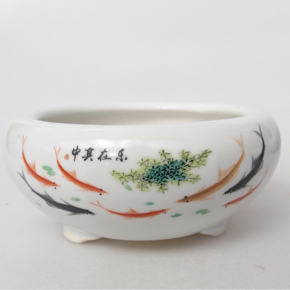 Bonsaischale aus Keramik 10 x 10 x 5 cm, Farbe weiß