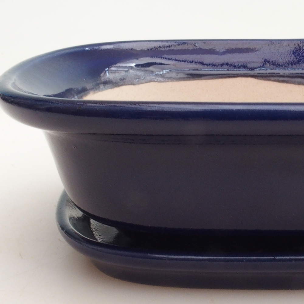 Bonsaischale + Untertasse H25 - 23 x 17 x 5,5 cm - blau