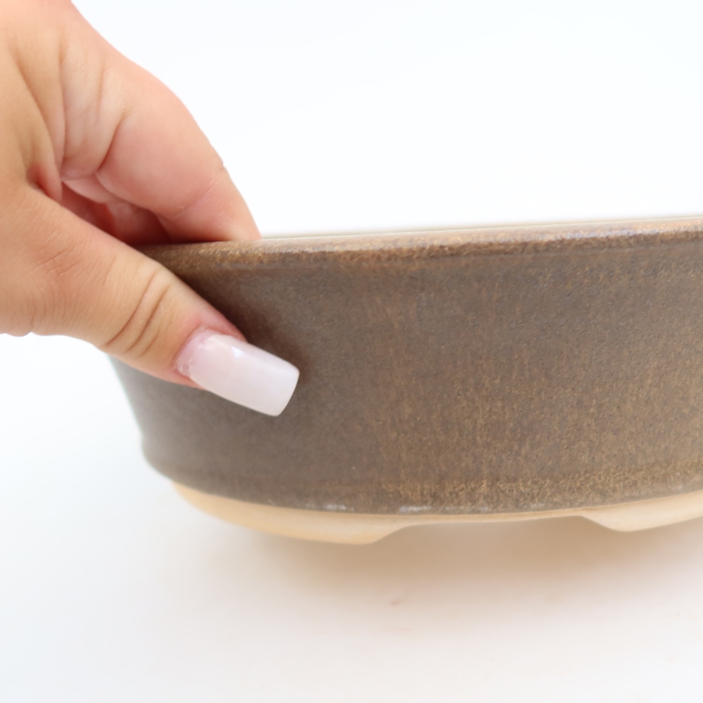 Keramik-Bonsai-Schale 24 x 24 x 6,5 cm, Farbe: Braun