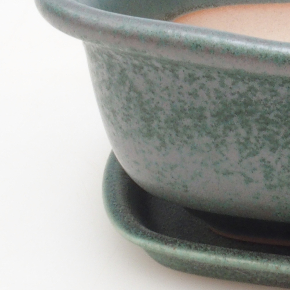 Bonsaischale + Untertasse H08 - 25 x 19,5 x 6 cm - grün
