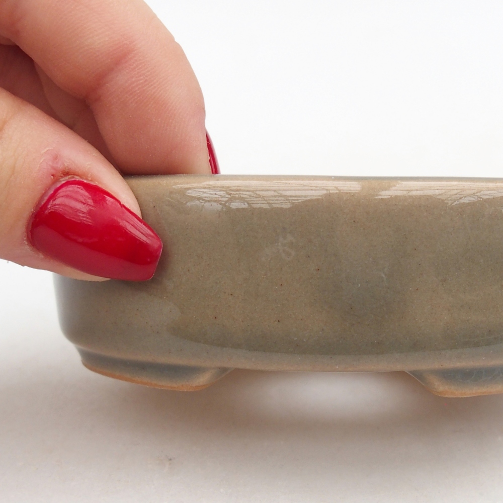 Bonsaischale aus Keramik 9,5 x 8 x 3 cm, grau