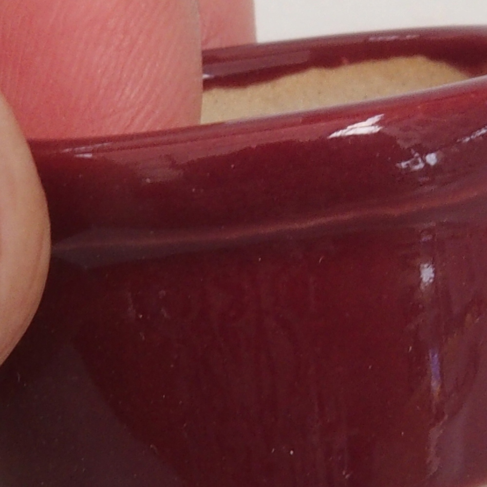 Mini-Bonsaischale 3,5 x 3,5 x 2 cm, bordeauxrot