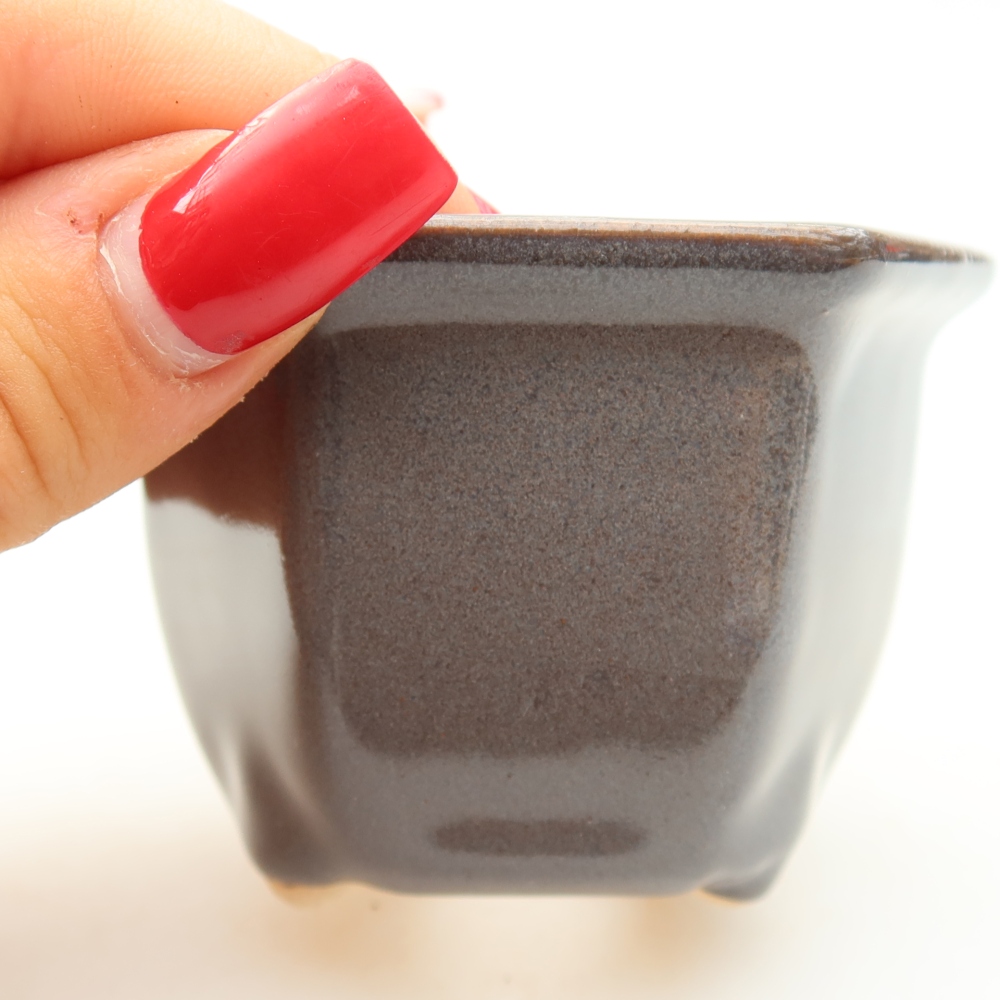 Keramik-Bonsai-Schale, 7 × 6,5 × 5 cm, Farbe: grau