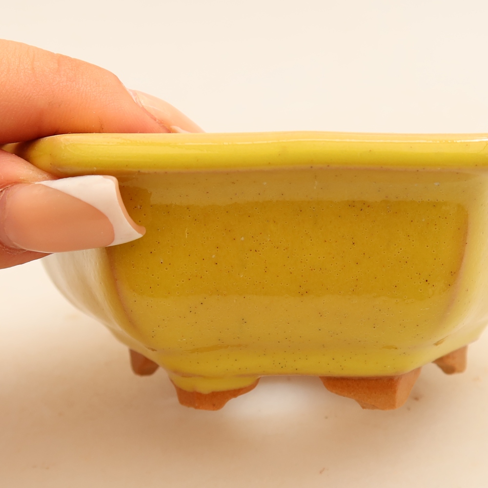Keramik-Bonsai-Schale 12 x 10,5 x 4 cm, Farbe: gelb
