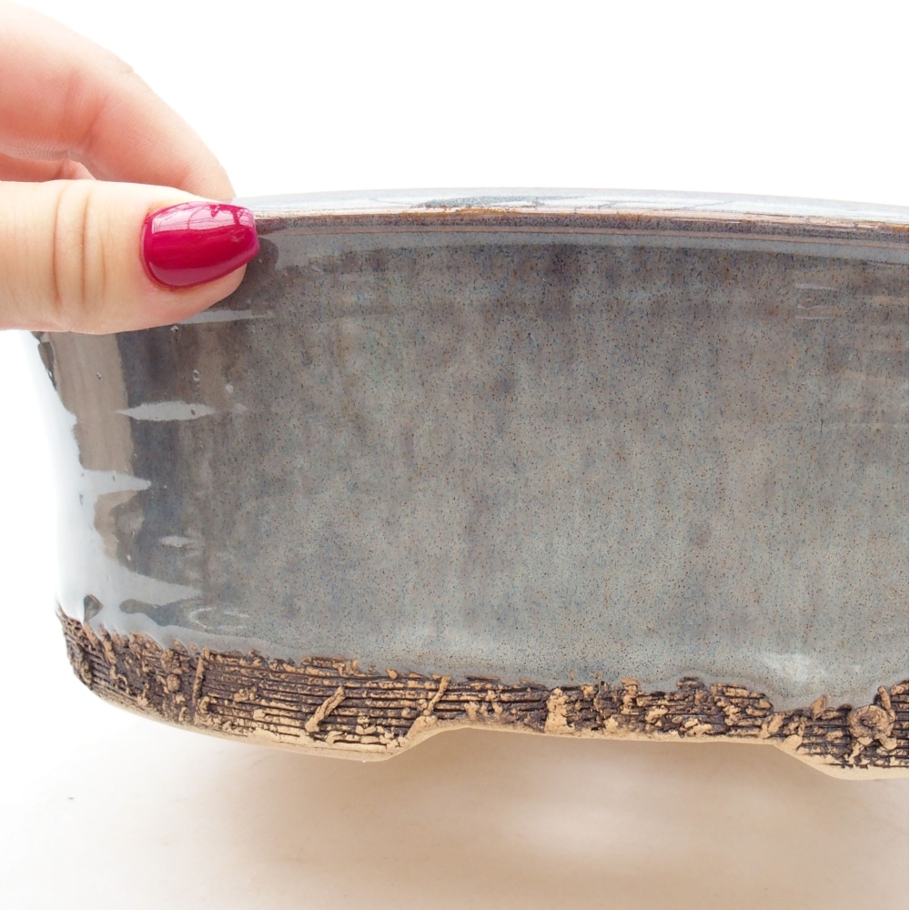 Keramik-Bonsai-Schale 25,5 x 25,5 x 8 cm, Farbe: Grau