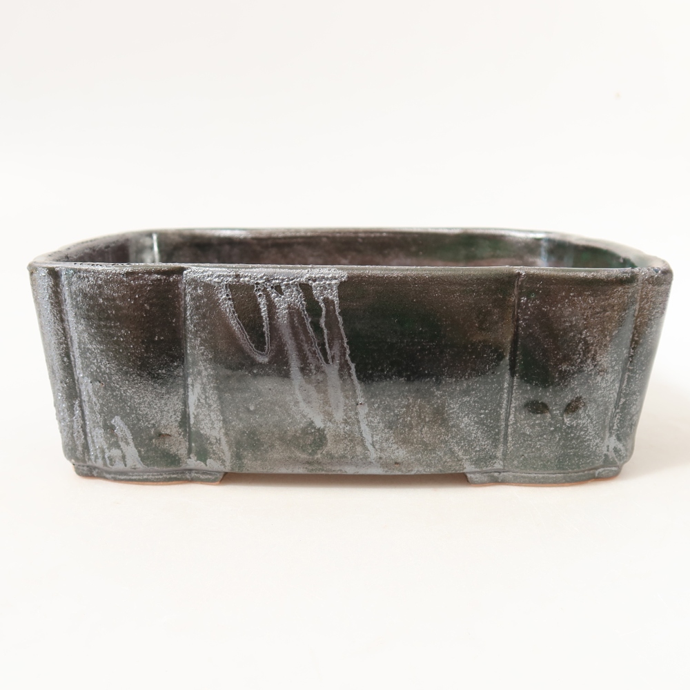 Keramik-Bonsai-Schale 20,5 x 17,5 x 7 cm, Farbe: metallisch-grün
