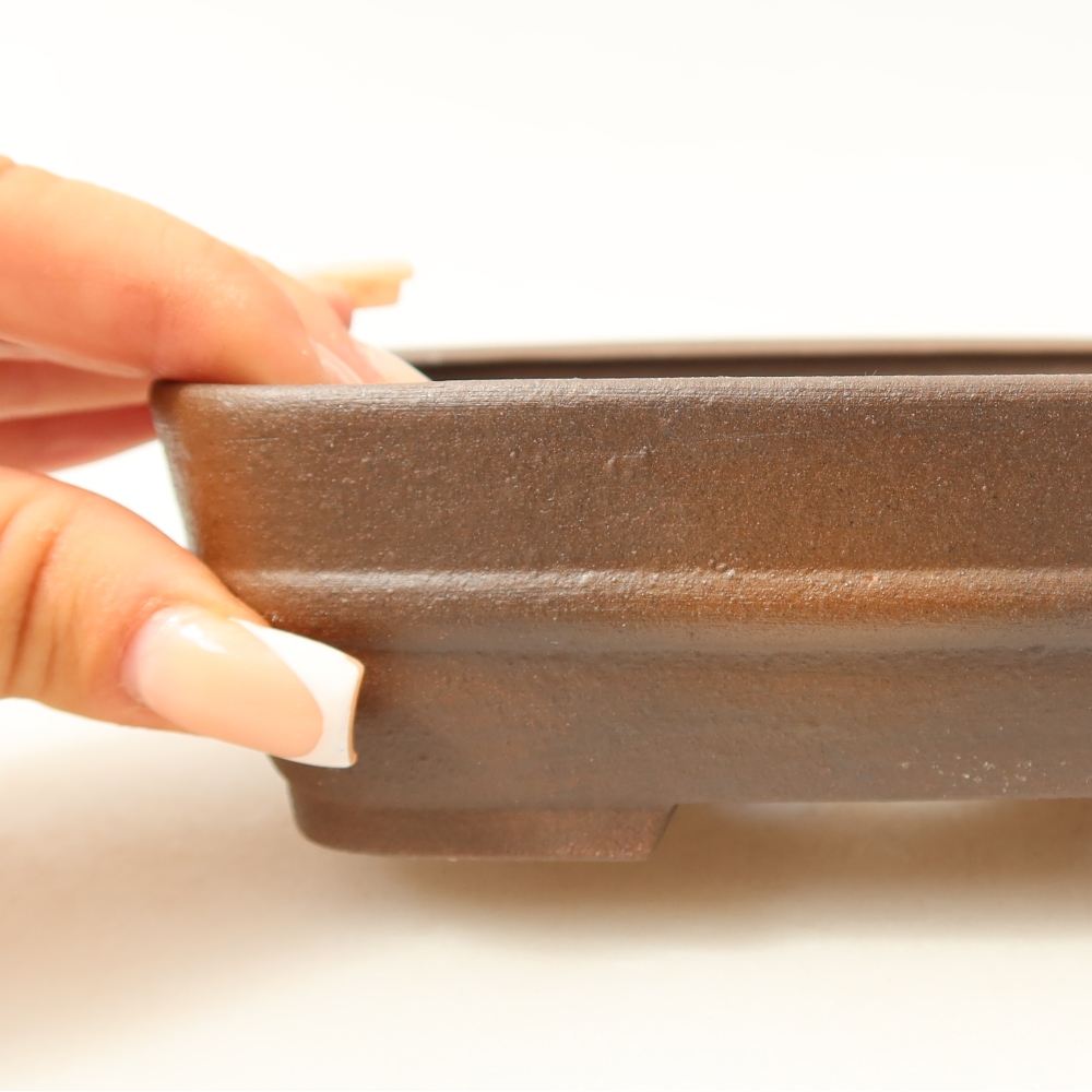Keramik-Bonsai-Schale, 14,5 × 11,5 × 4,5 cm, Farbe: braun