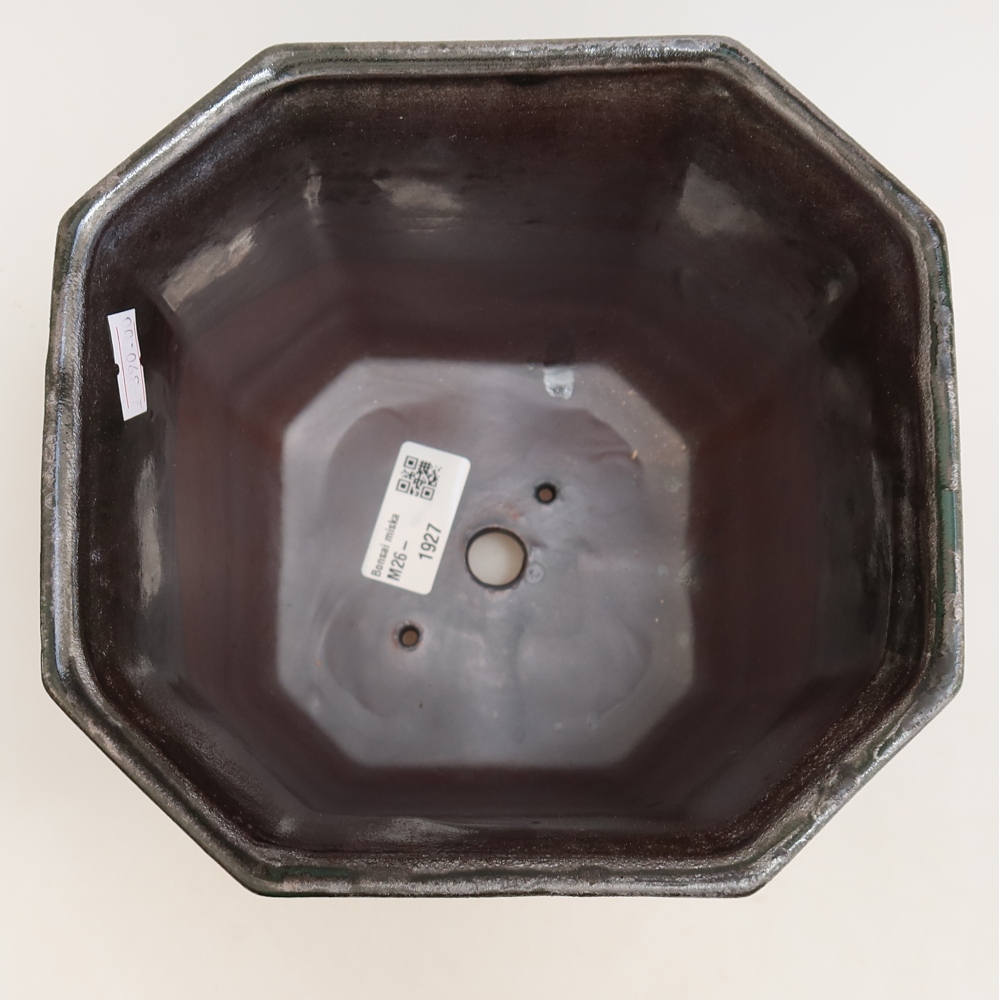 Keramik-Bonsai-Schale 17,5 x 17,5 x 15,5 cm, Farbe: metallisch-grün