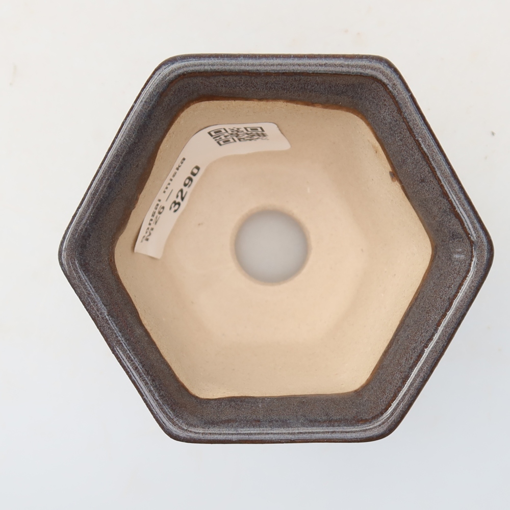 Keramik-Bonsai-Schale, 7 × 6,5 × 5 cm, Farbe: grau