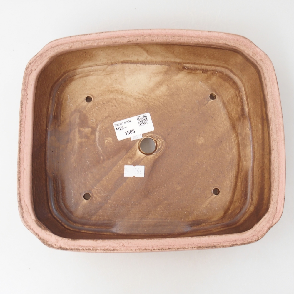 Bonsaischale aus Keramik 24,5 x 21,5 x 6,5 cm, rosa