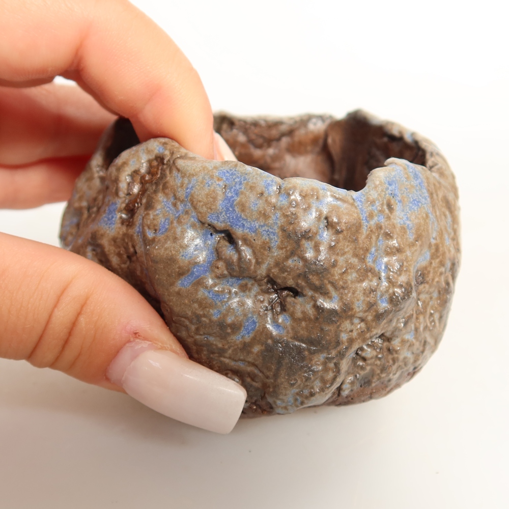 Keramikschale  7 x 7 x 5,5 cm, Farbe: blau-braun