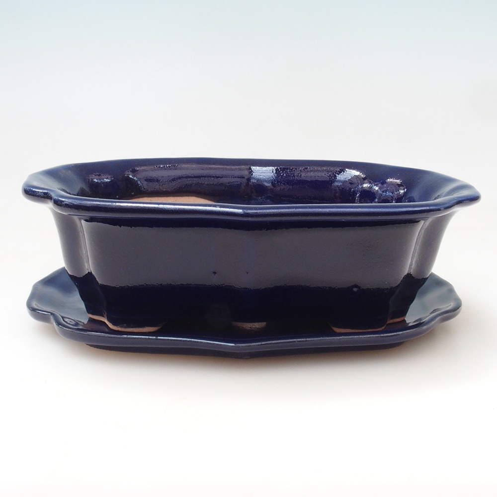 Bonsaischale + Untertasse H51 - 18x14x5 cm - blau