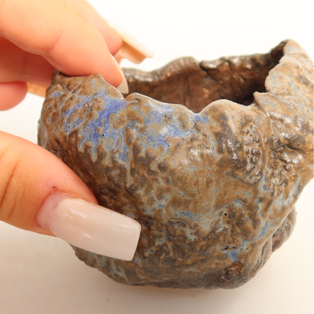 Keramikschale  7 x 7 x 6 cm, Farbe: blau-braun