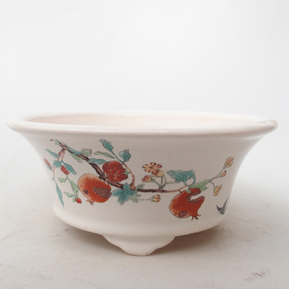 Bonsaischale aus Keramik 13 x 13 x 6 cm, Farbe weiß