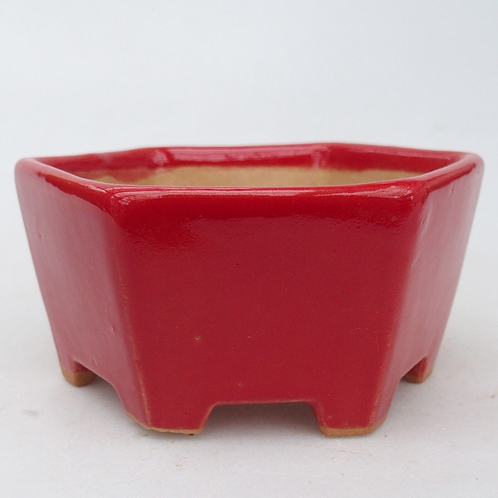 Bonsaischale aus Keramik 10,5 x 9,5 x 5 cm, Farbe rot