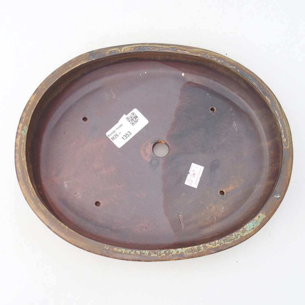 Bonsaischale aus Keramik 25 x 20 x 4 cm, Farbe braun-grün
