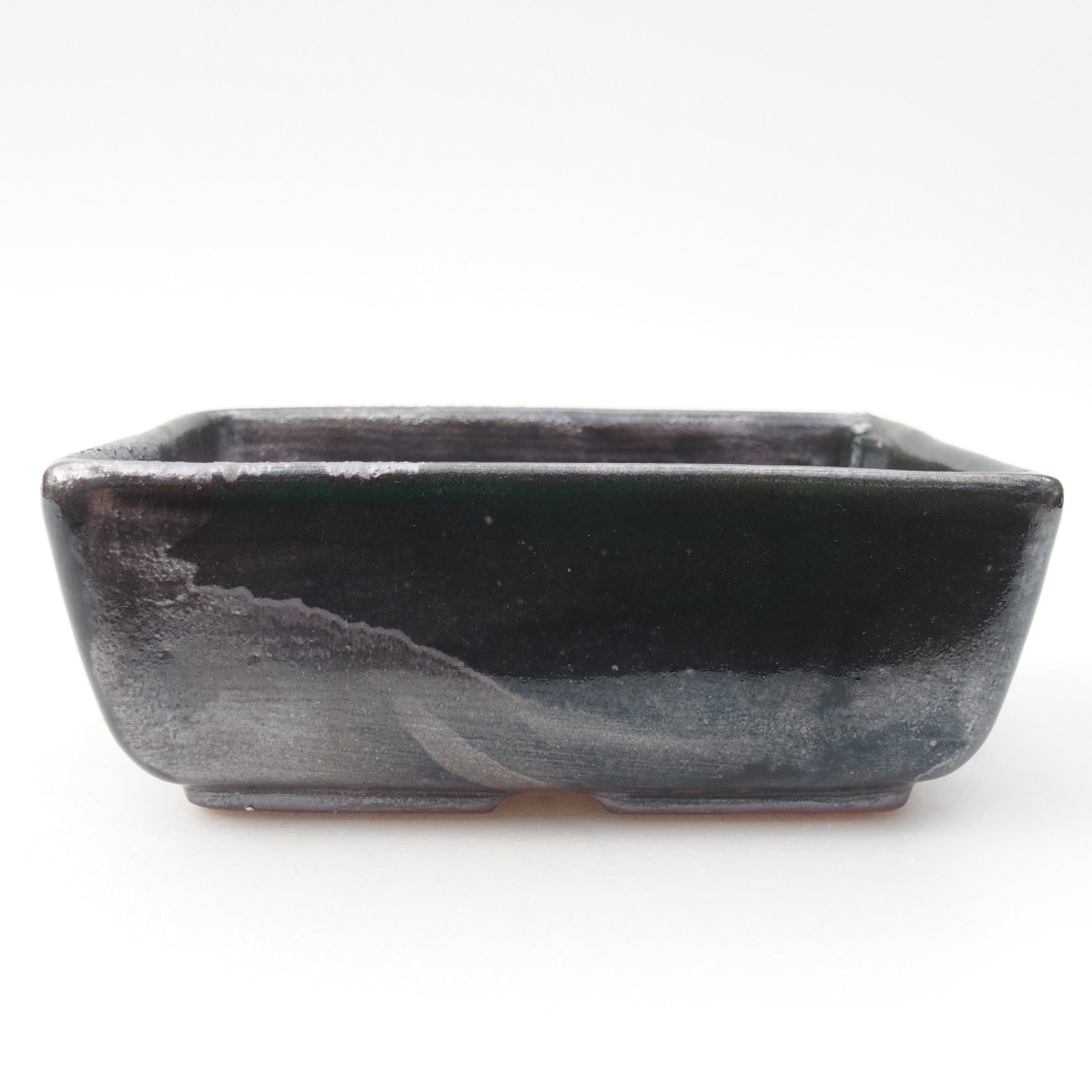Bonsaischale aus Keramik 12 x 8,5 x 4,5 cm, metallisch grün