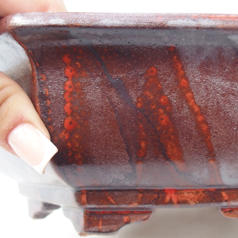 Bonsaischale aus Keramik 24 x 21 x 7,5 cm, Farbe rot