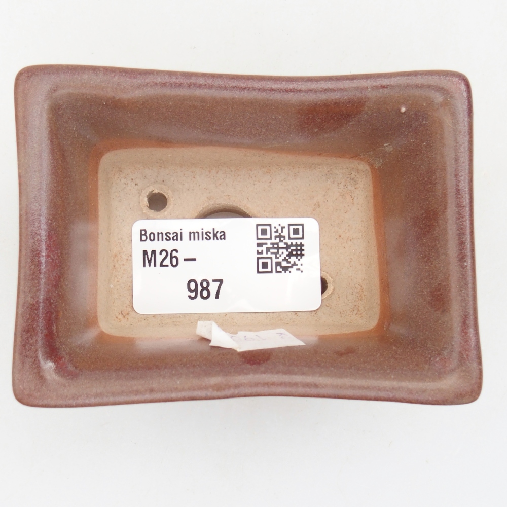 Bonsaischale aus Keramik 8 x 6 x 4 cm, bordeauxrot