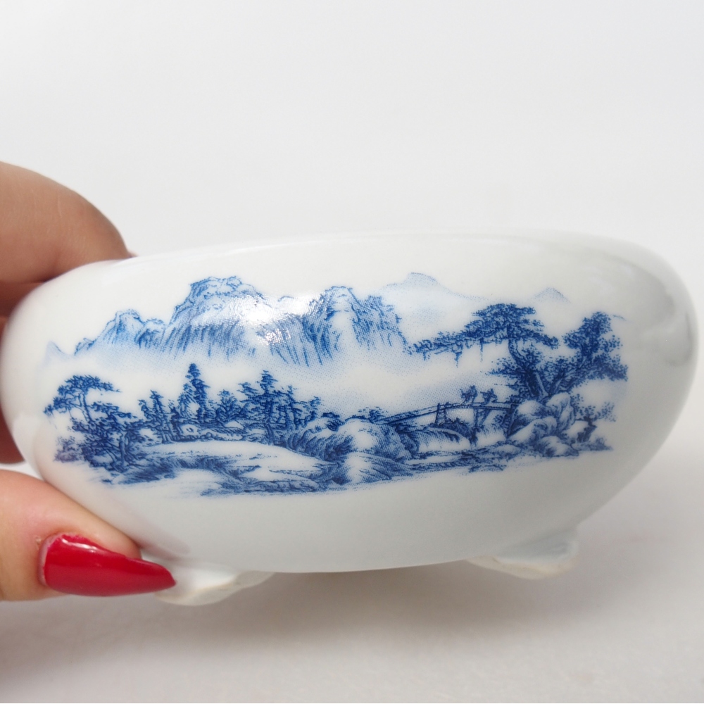 Bonsaischale aus Keramik 10 x 10 x 5 cm, Farbe weiß