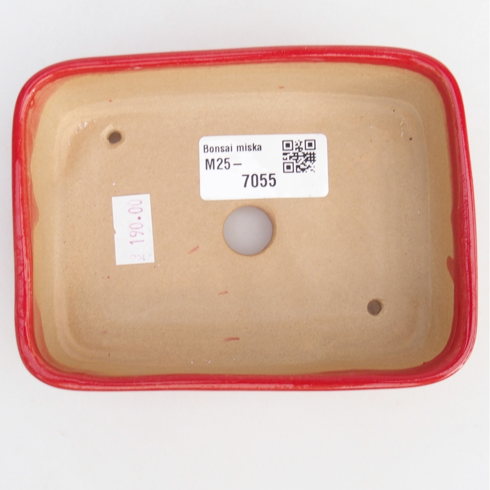 Bonsaischale aus Keramik 12,5 x 9,5 x 3,5 cm, Farbe rot