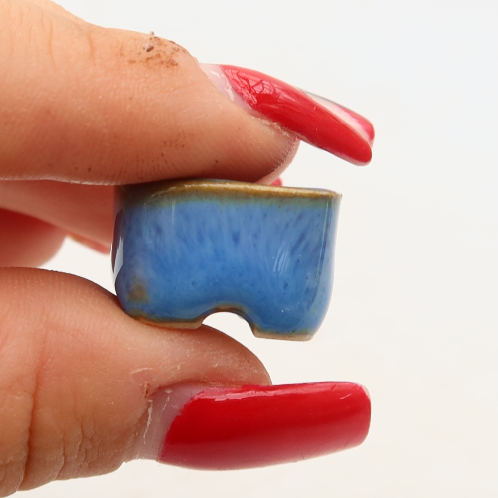 Keramik-Bonsai-Schale, 2 × 2 × 1,5 cm, Farbe: Blau