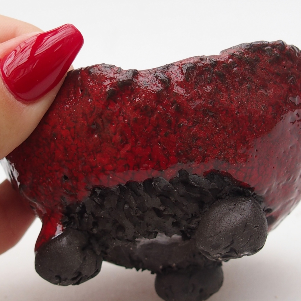 Keramikschale 8,5 x 8 x 4,5 cm , Farbe rot