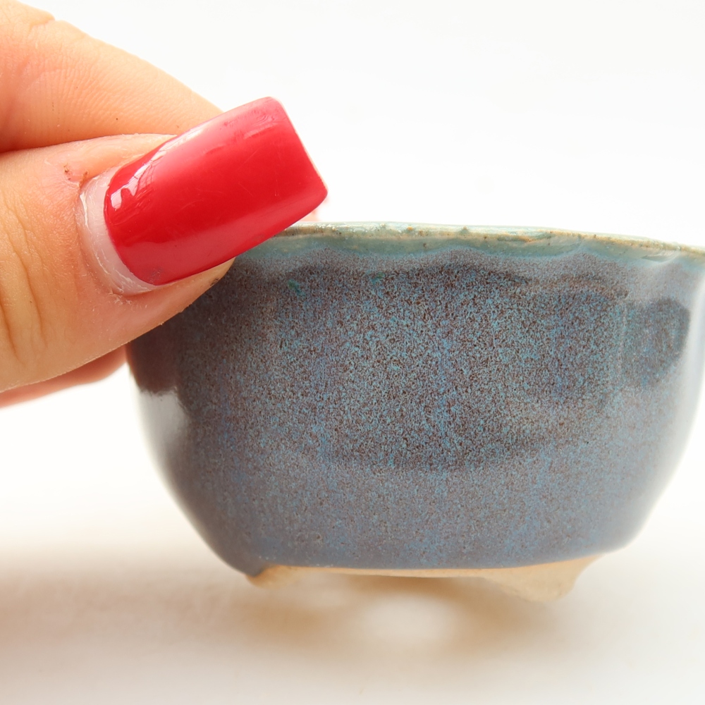 Keramik-Bonsai-Schale, 7 × 7 × 3,5 cm, Farbe: grau