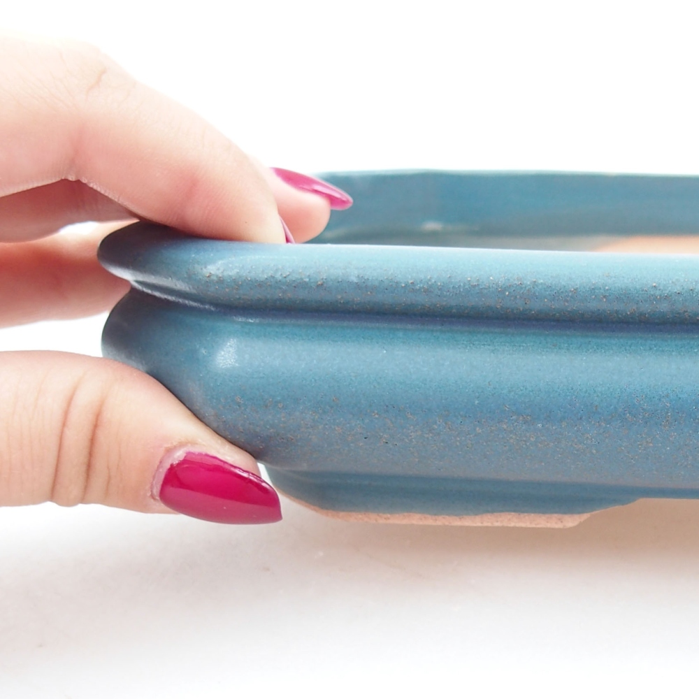Bonsaischale aus Keramik 18,5 x 13,5 x 4 cm, Farbe blau