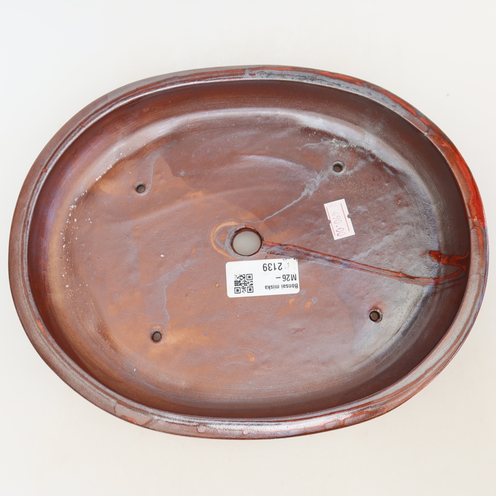Keramik-Bonsai-Schale 24,5 x 20 x 4 cm, Farbe: metallisch-rot