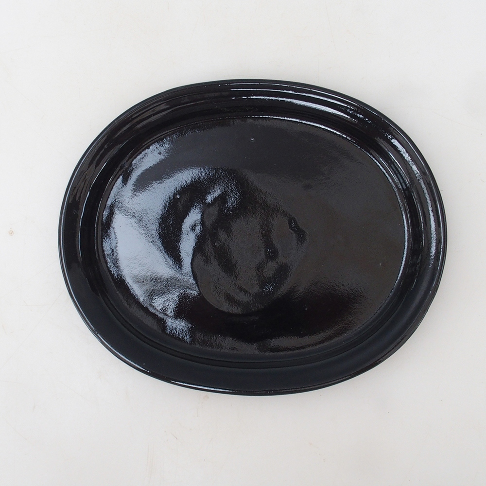 Bonsai oval Untertasse S - 20 x 16,5 x 1,5 cm - schwarz